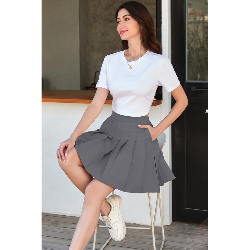 SANGTREE Falda plisada para niñas con cómoda banda elástica casual,