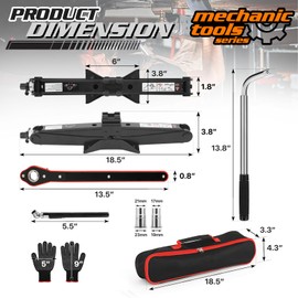 M-AUTO Car Jack Kit for Car 2 Ton (4409 Lbs) Tire Jack for Spare Tire, Scissor Jack Emergency Kit with Lug Wrench, Pencil Tires Pressure Gauge and Carry Bag, Idea for Cars SUV