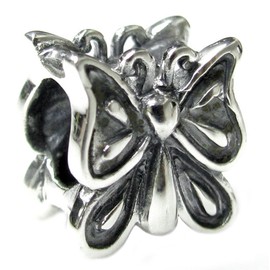Queenberry Sterling Silver Butterfly European Style Bead Charm