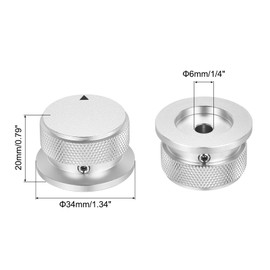sourcing map 2 Pcs Aluminium Potentiometer Knobs, 1/4" (6mm) Universal Volume Tone Control Knobs with Arrow Indicator for Guitar, 4/5" Silver(34x20mm)