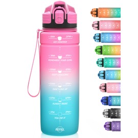 Niggeey Sports Water Bottle 500 ml, 700 ml, 1 L, 1.5 L Water Bottle Children Leak-Proof, BPA-Free Tritan Motivational Water Bottle with Time Marking, Sports Bottle for Children, School, Fitness, Gym