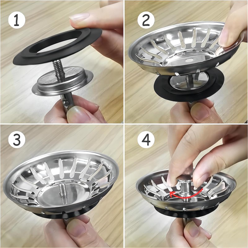 2 Pack Kitchen Sink Plug Strainer Replacement, Stainless Steel Universal