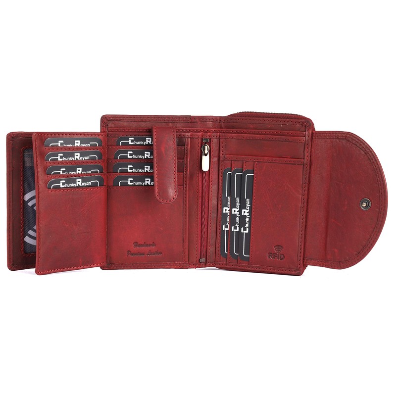 Chunkyrayan Genuine Leather Women's Purse, High-Quality, Vintage, RFID Protection, Includes