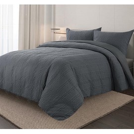 Lxztayuk 128x120 Extra Large King Size Waffle Duvet Cover, Microfiber Duvet Cover 3 Piece Set, King Size Gray Duvet Cover, Bohemian Style Duvet Cover, (128"X120")