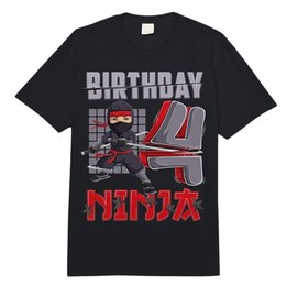 4 Year Old Ninja Birthday Boy 4th Birthday Ninja Party Kids Comfort Colors Adult Heavyweight T-Shirt
