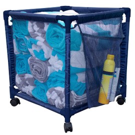 Pool Bins Rolling Pool Storage Small Organizer Bin, (18" W x 18" L x 20" H), Blue