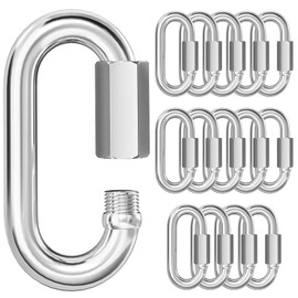 KINLINK 15PCS M8 5/16 Quick Link Chain Connector, 304 Stainless Steel Carabiner, Screw Locking Carabiner Clips Heavy Duty Chain Link Connector for Connecting Hammock，Swing, Shade Sail-Capacity 1525LB