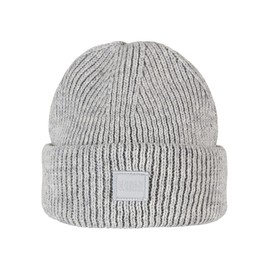 Urban Classics Unisex Knitted Hat for Men and Women, Knitted Wool Beanie, Classic Fisherman Beanie with Logo Patch, Available in Many Colours, One Size, Heathergrey