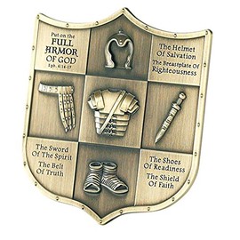 Full Armor of God Ephesians 6 Shield Shape 3.5 inch Table Top Sign Plaque