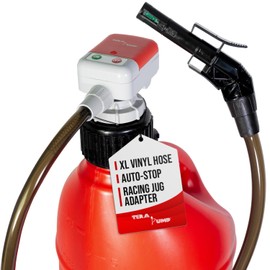 TERA PUMP Next Generation Rain-Resistant Gas Fuel Pump - 4.25-ft Long Vinyl Hose, Battery-Powered Electric Siphon Pump with Auto Stop System for Fuel Cells, Tractors, Generators, and Snow Blowers