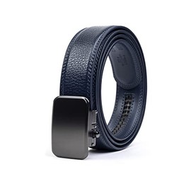 Joseph Elliott Belts Men's Genuine Leather Ratchet Adjustable Golf Belt Navy Blue, Black Buckle