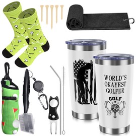 11 Pcs Golf Gifts for Men Include Golf Tumbler Golf Socks Golf Towel Golf Tees Golf Accessories Golfer Lovers Gifts for Husband Boyfriend Dad Uncle Boss Thank You Presents for Men