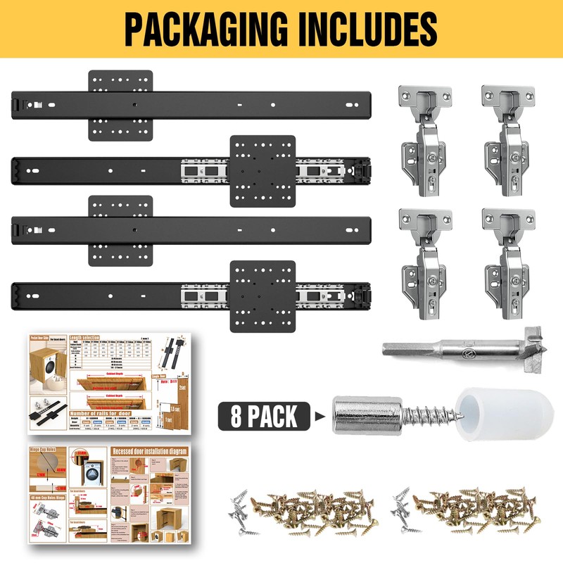 Pocket Door Slides, Included The Slides and The Hinges,Pocket Door