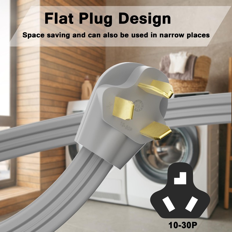 3 Prong Dryer Cord 15 FT, NEMA 10-30P to 3-Wire