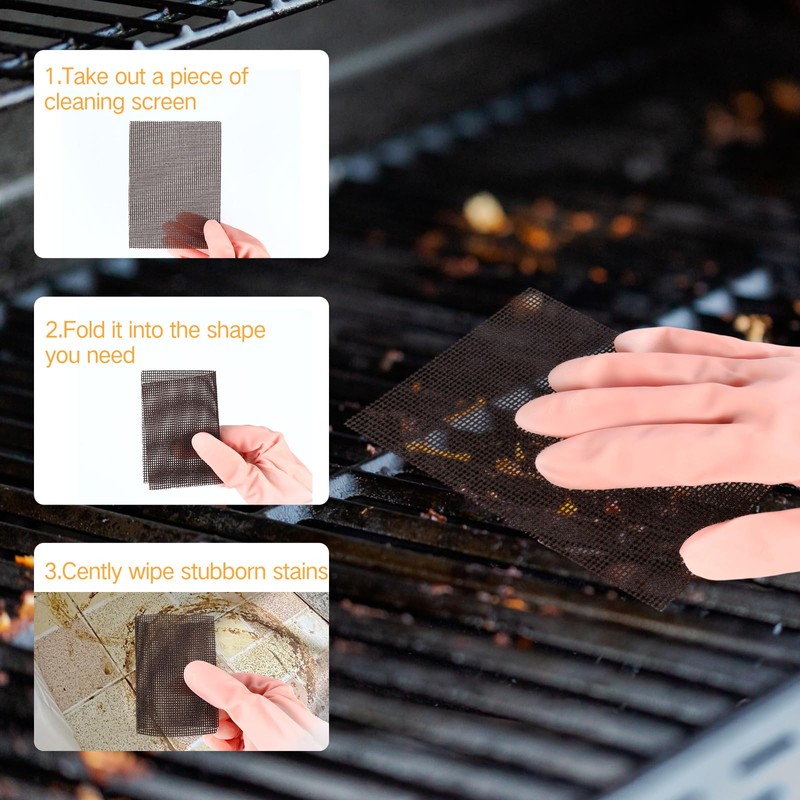 Reallnaive 400 Pack Griddle 4x5.5'' Screen Grill Cleaning Screens Pre-treated