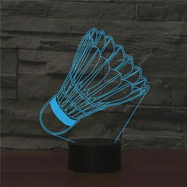 Comiwe Federbälle Badminton 3D Illusion Nachtlicht Spielzeug,Dekoration LED Nachttischlampe 16 Farben Ändern mit Fernbedienung,Weihnachten Deko Geburtstagsgeschenk Für Mädchen Jungen Kinder Freunde