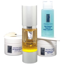 Distinction Non Surgical Face Lift Kit | Lifts, Tightens, Tones | Includes Firmalift Face and Eye Serum, Mask Powder, Mask Activator, and Brush