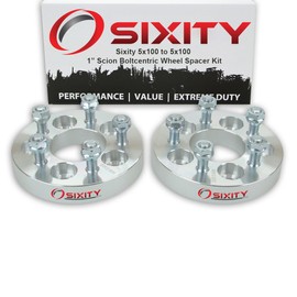 Sixity Auto 2 pc 1" 5x100 Wheel Spacers compatible with Scion tC xD M12x1.5mm 1.25in Studs Lugs