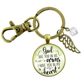 God Has You in His Arms Memory Keepsake Keychain Memorial Sympathy Bereavement Jewelry Angel Wing Charm
