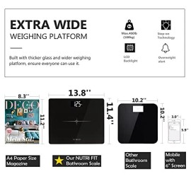NUTRI FIT Extra-Wide/Ultra-Thick Digital Body Weight Bathroom Scale with 3 Inch Large Easy