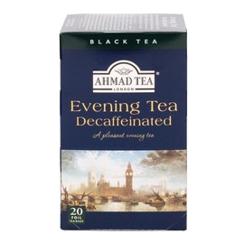 Ahmad Tea - Evening Tea ohne Koffein - Koffeinfreier Schwarztee mit Bergamotte - Einzeln Verpackte, Aromaversiegelte Teebeutel mit 4g Tee pro Portion - 20 Teebeutel mit Band