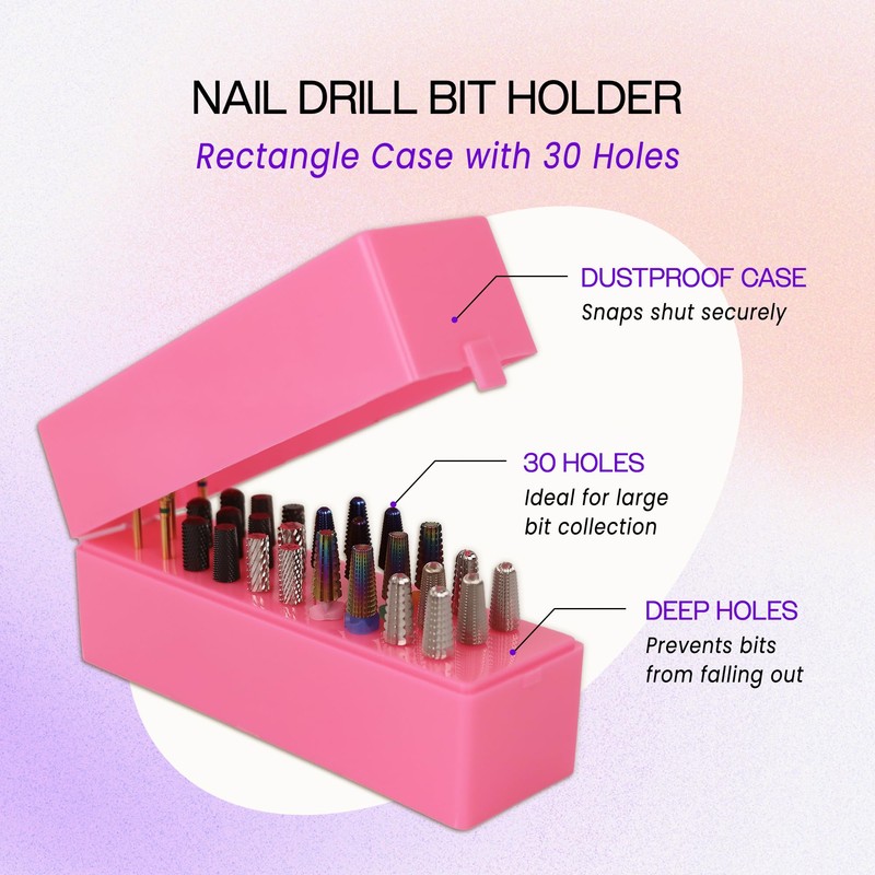 PANA Rectangle Nail Drill Bit Holder Display Organizer Case -