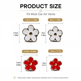 Solvio 8 Pcs Alloy Daisy Flower Air Fresheners Vent Clips, Cute Red Car Accessories for Women, Interior Decor Charm, Car Gifts for Girls (White and Red)