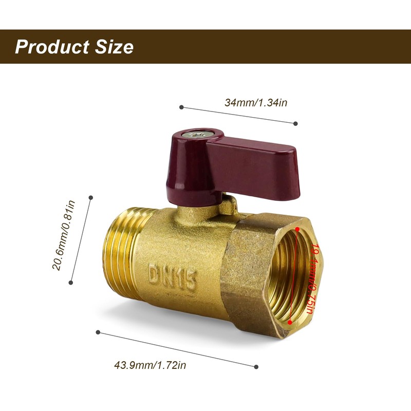 CBLDF Shut-off Valve 1/2 Inch, Pack of 2 Brass Stopcock,