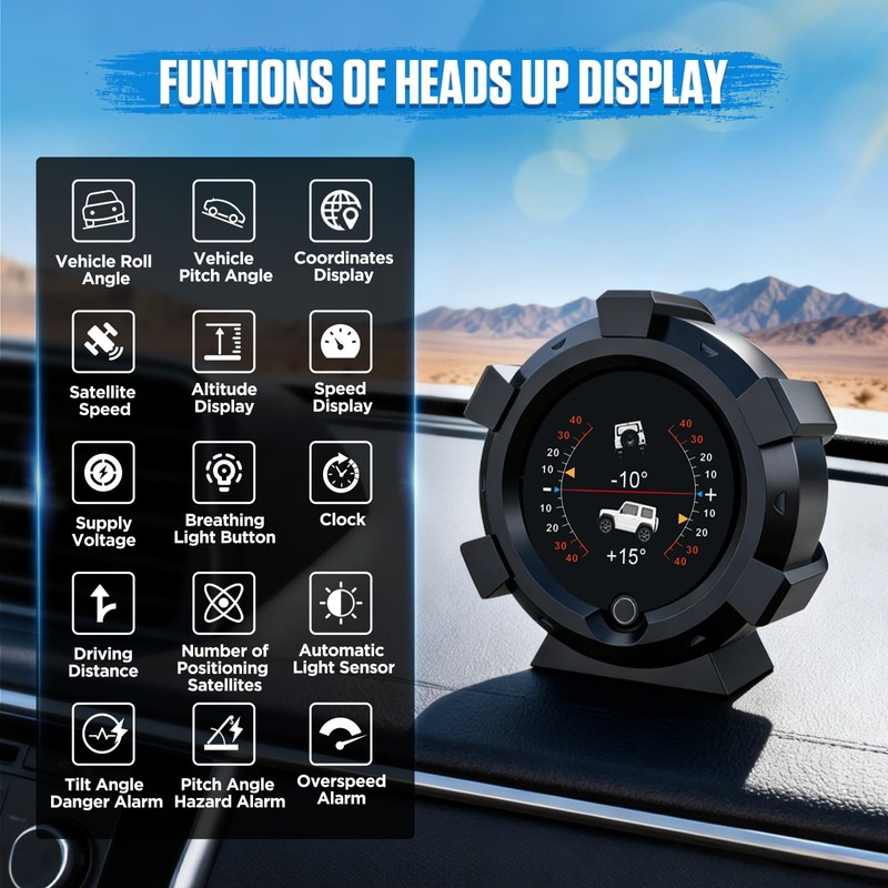PLAYOCCAR GPS Speedometer HUD MPH for Car with Overspeed Alarm