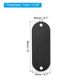 PATIKIL 12pcs Aluminum Blank Tags with Hole Metal Stamping Blank Spots ID Labels with Key Ring for DIY Craft Engraving Black