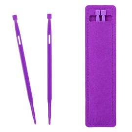 Ymapinc 2Pcs Purple Thang Sewing Quilting Tools, for Sewing Craft Projects Use Sewing Tools and Accessories(2 Plastic Threaders + 1 Wool Felt Bag)