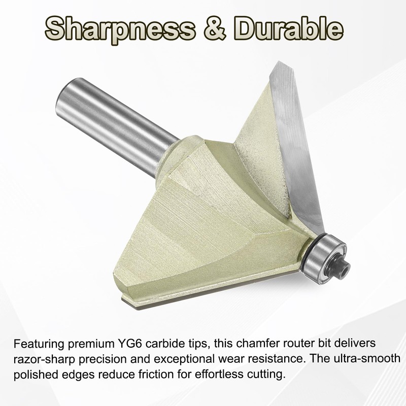 sourcing map 45 Degree Chamfer Router Bit 1/2 Inch Shank