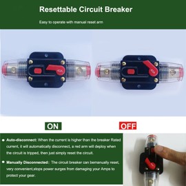 Tiwerlfe 40 Amp Circuit Breaker Manual Reset Waterproof Inline Fuse Inverter for Car ATV Marine Trolling Motors Boat Power Protect 12V-48V DC, with Inner Hexagon Tool & Screw