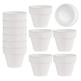 Mini macetas de arcilla de terracota blanca de 2 pulgadas con agujeros de drenaje para minúsculas hierbas de cactus lithop, pequeña maceta suculenta para el hogar, mesa de jardín, manualidades,