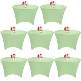 JALANCY 8 Pack 6FT Round Spandex Tablecloth - 72' Sage Green Elastic Table Cover, Fitted Table Cover for Wedding, Party, Banquet Events
