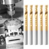 5Pcs End Mill TiPlated 1Flute CNC Spiral Router Bit HighSpeed