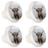 NEWzone 4 Pack White Cabinet Knobs, Highland Cow Decorative Kitchen