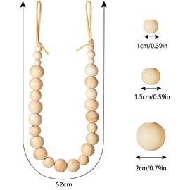 Wood Bead Curtain Tieback,2 Pack Natural Wood Drape Tiebacks for Thin or Thick Blackout Curtains, Window Treatment, Farmhouse Garland (True Color)