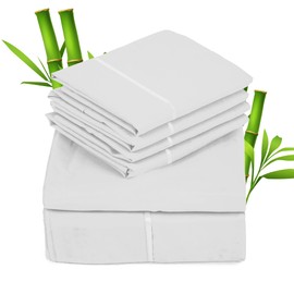 Sacred Thread 6 PC Rayon Derived from Bamboo Bed Sheet Set - Bedding & Pillowcase Set w/Deep Pockets - Silky Hotel Bedding - Fade Resistant - Cooling, Durable & Breathable