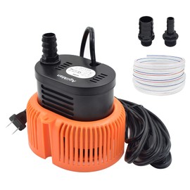 AgiiMan Pool Cover Pump Above Ground - Submersible Sump Pump, Water Removal with 16' Drainage Hose and 25 Feet Power Cord, 850 GPH, 3 Adapters, Orange