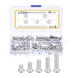 DTGN 50Pcs M6-1x8/12/16/20/25mm Button Head Socket Cap Screws - 304 Stainless Steel Bolt Nut Set Washer Assortment Kit - Good for Road Bicycle, Mountain Bike, Auto