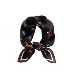 Tim & Tina Square 100% Mulberry Silk Hair Scarf Head Sleeping Wrap Satin Head Scarf for Women (S14 Horse (Black))