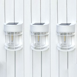 DOESLAG Solar Fence Lights, 8 Pack Deck Light Solar Powered, Waterproof Solar Outdoor Lights Decorative for Garden Backyard Fence Post Patio, White