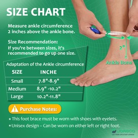 JOMECA AFO Foot Drop Brace Adjustable Tension with Dual-Dial Drop Foot Brace for Walking with Shoe Use with Shoes Featuring Eyelets (Large, 1 Pack)