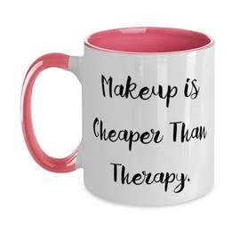 Cool Makeup Two Tone 11oz Mug, Makeup is Cheaper Than Therapy., For Friends, Present From, Cup For Makeup
