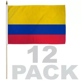 12 PACK - 12x18 Colombia Colombian Stick Flag (Dozen)