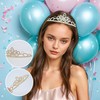 Fosrisix Flower-Shaped Gold Tiara Queen Sparkling Rhinestone Princess Crown for