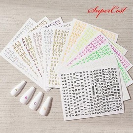 Nail Art Alphabet Lettering Metallic Thick Nail Stickers 6 Types / 네일아트 알파벳 레터링 메탈 도톰 네일스티커 6종