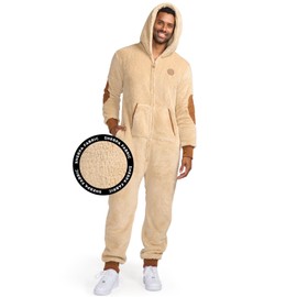 Tipsy Elves Men's Christmas Tan Sherpa Jumpsuit Size Medium