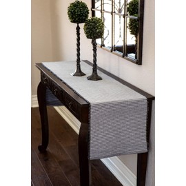 Sticky Toffee Table Runner Cotton Farmhouse Boho 14 in x 72 in, Table Décor for Kitchen or Dining, Gray Cloth Woven Ribbed Table Runners, Oeko-Tex Cotton